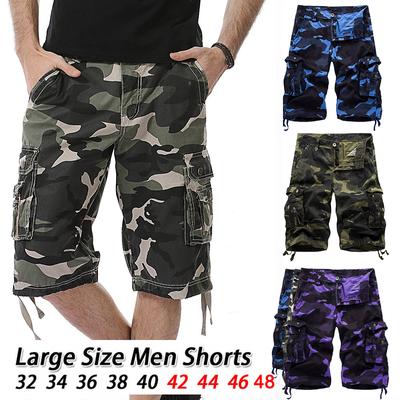 Pantaloni scurți cargo pentru bărbați de vară, pantaloni chino, sarg de camuflaj, până la genunchi, buzunare, pantaloni de plajă