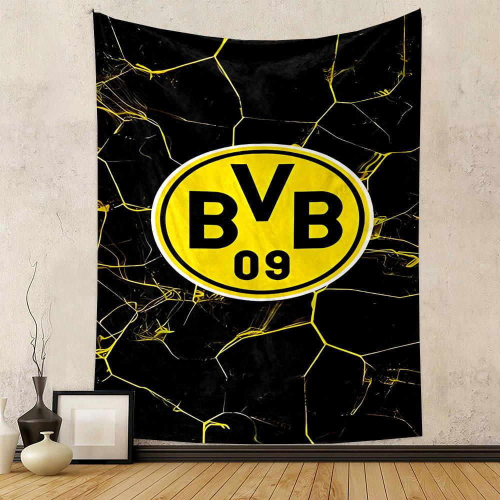 Yellow BVB 09 Logo on Dark Background Patterned tapestry home decor, suitable for bedroom and living room, gift
