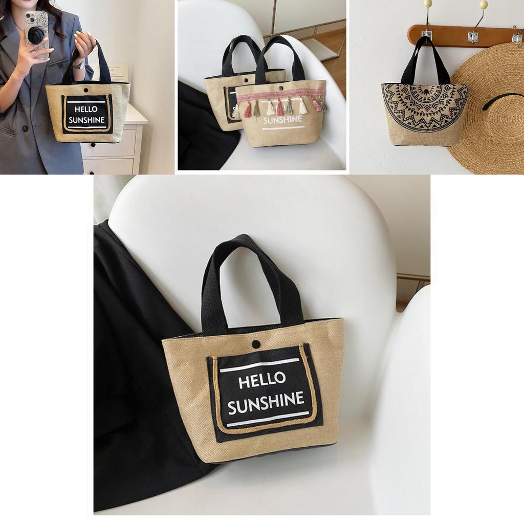 Cotton Linen Tote Bag With Letter Pattern For Daily Casual Fashion Girls