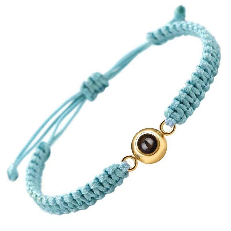 Individuelles gewebtes Armband aus Edelstahl mit 'Ich liebe dich' in 100 Sprachen und Foto