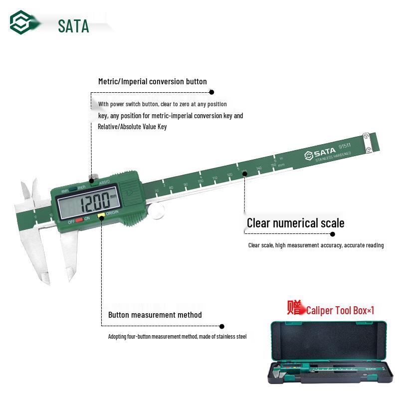 SATA Stainless Steel Dial Caliper - Mechanical Measuring Tool