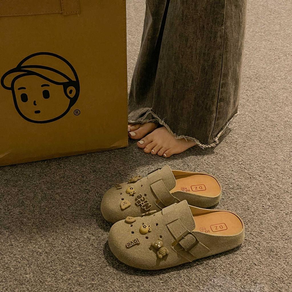 Baotou Crocs Half-slippers Women's Spring Shoes Retro Breathable One-foot Flip-flops