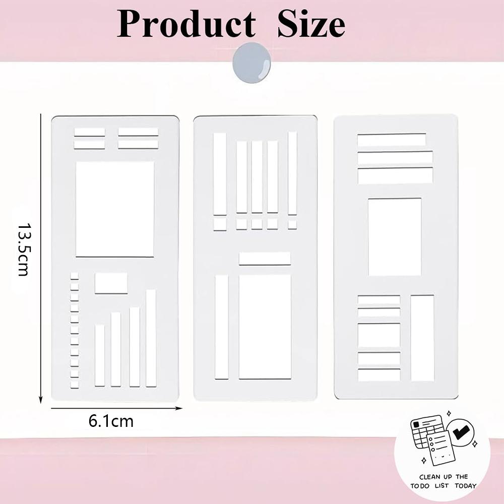 3Pcs Handmade Flexible Record Template For Dot Grid, Drawing, Checklists