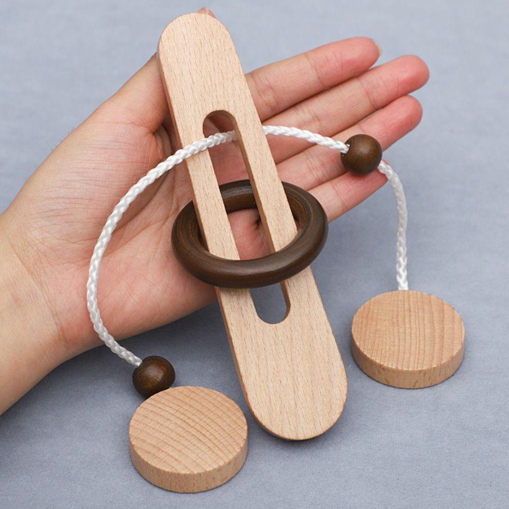Brain Teaser Threading Rope Loop Puzzle Wooden  Thinking Games   Kids
