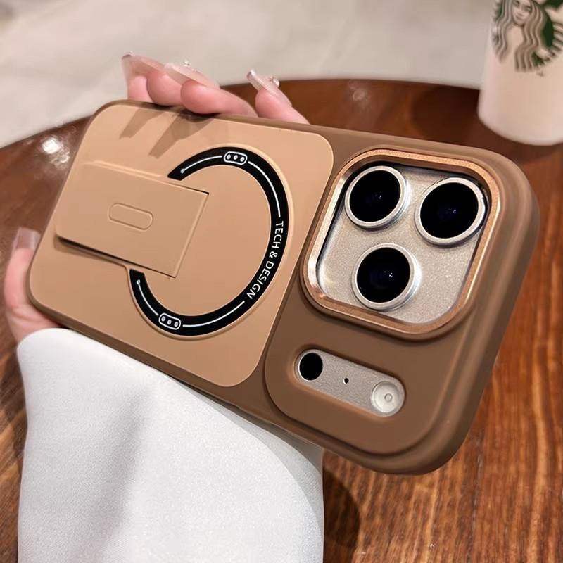 Applicable to iPhone17PROMAX mobile phone case folding invisible magnetic suction bracket Apple 16 matte skin feeling 15 anti-drop