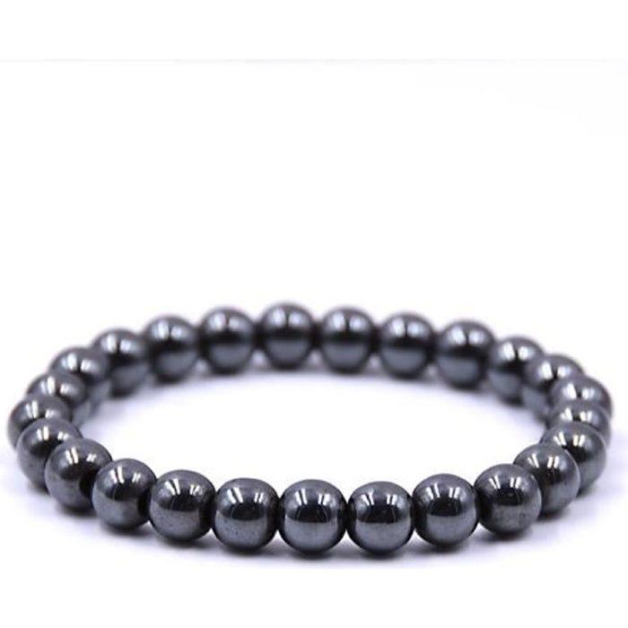 

Bracelet en Hématite - Femme - Diamètre 6cm - Perles 8mm - Élastique - Bienfaits lithothérapie