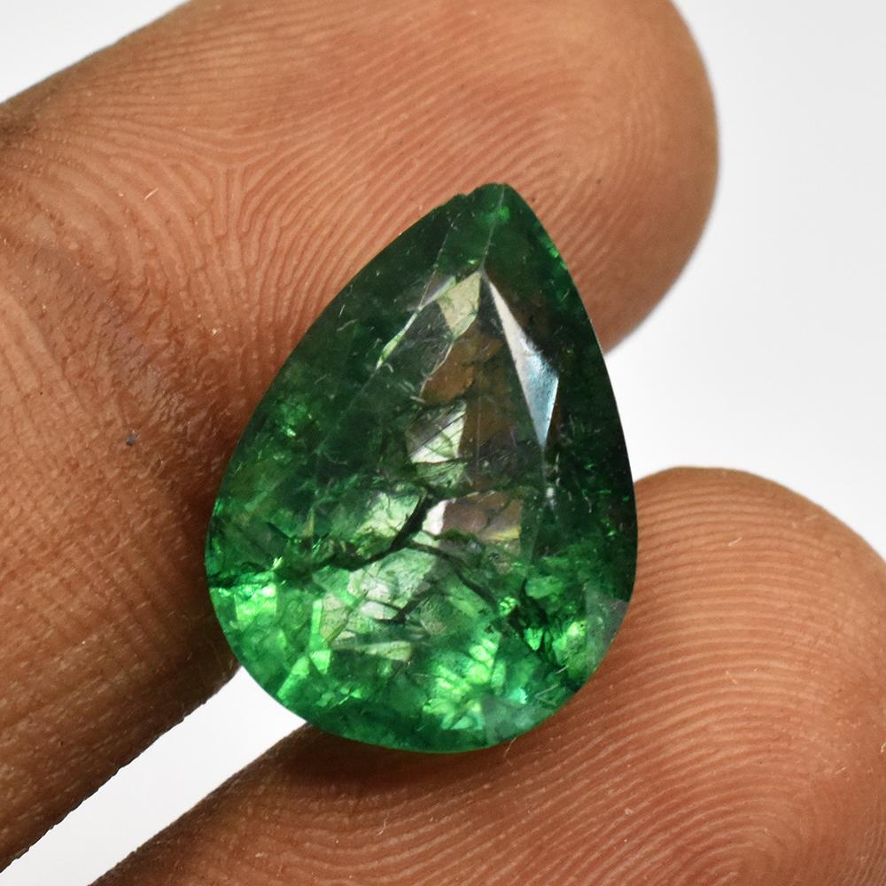 Natural Green Emerald Loose Gemstone 8.55 ct Pear Cut for Jewelry Making and Gem Collections