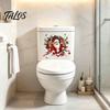 Christmas Gift for Bathroom 3D Break Through Wall Santa Reindeer Toilet Sticker, Self-Adhesive Holiday Seat Stickers Decal, Waterproof Lid Decor Home