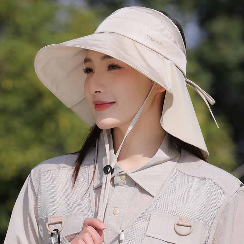 Wide-brimmed open-top sun protection hat for women, summer outdoor breathable UV protection sun hat, hiking and mountaineering shawl hat