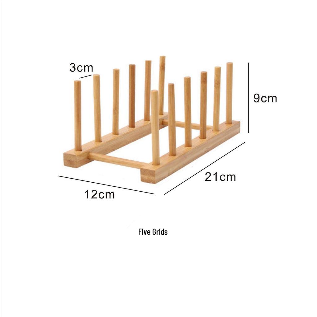 Multi-Functional Bamboo Dish Drying Rack for Cups, Plates, and Bowls