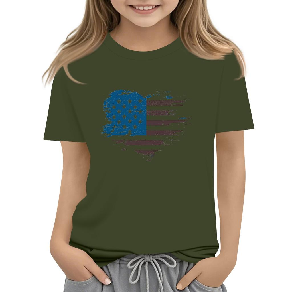 Tricou Casual cu Mânecă Scurtă și Gât Rotund pentru Copii, de Ziua Independenței