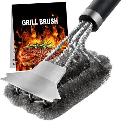 Veilige Grillborstel en Schraper, Handvat BBQ Schoonmaakborstel met Roestvrijstalen Borstelharen, Geschikt voor Buiten Grillrooster Reiniger