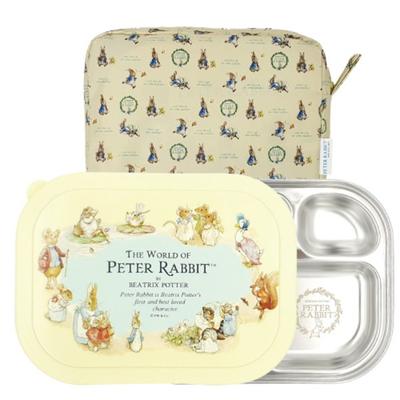 Peter Rabbit Sealed Plate Lunch Box 3309 + Pocket Set, Ivory, Plate + Lid + Pocket, Popular Korean Parenting Items