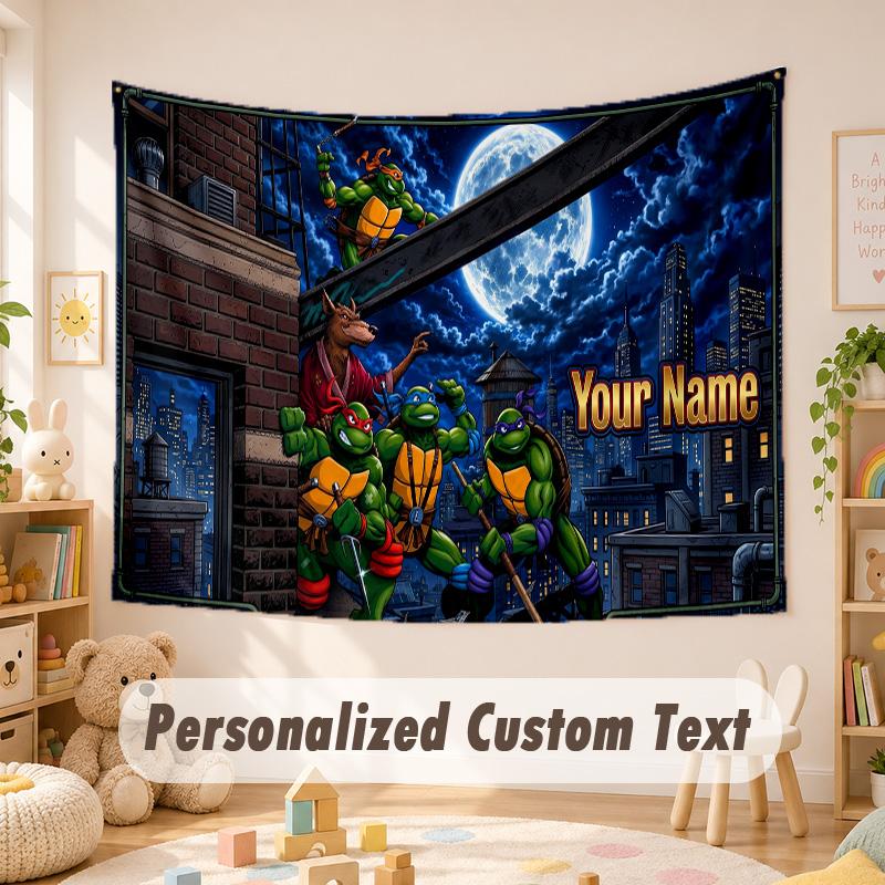 Custom Name Text Tapestry,Teenage Mutant Ninja Turtles Boho Wall Hanging, Decorative Backdrop Tapestry For Room