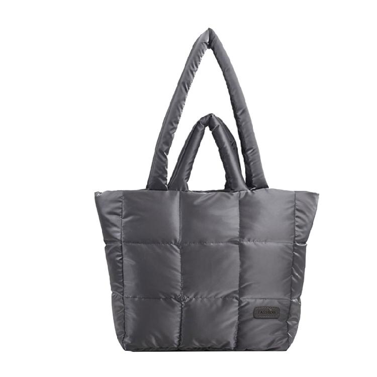 Borsa a Spalla in Nylon Trapuntato alla Moda Borsa Tote in Piuma con Manico Superiore per Donna