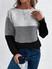 Color Block Knitted Sweater – Women's Cozy Loose Fit, Autumn & Winter Style