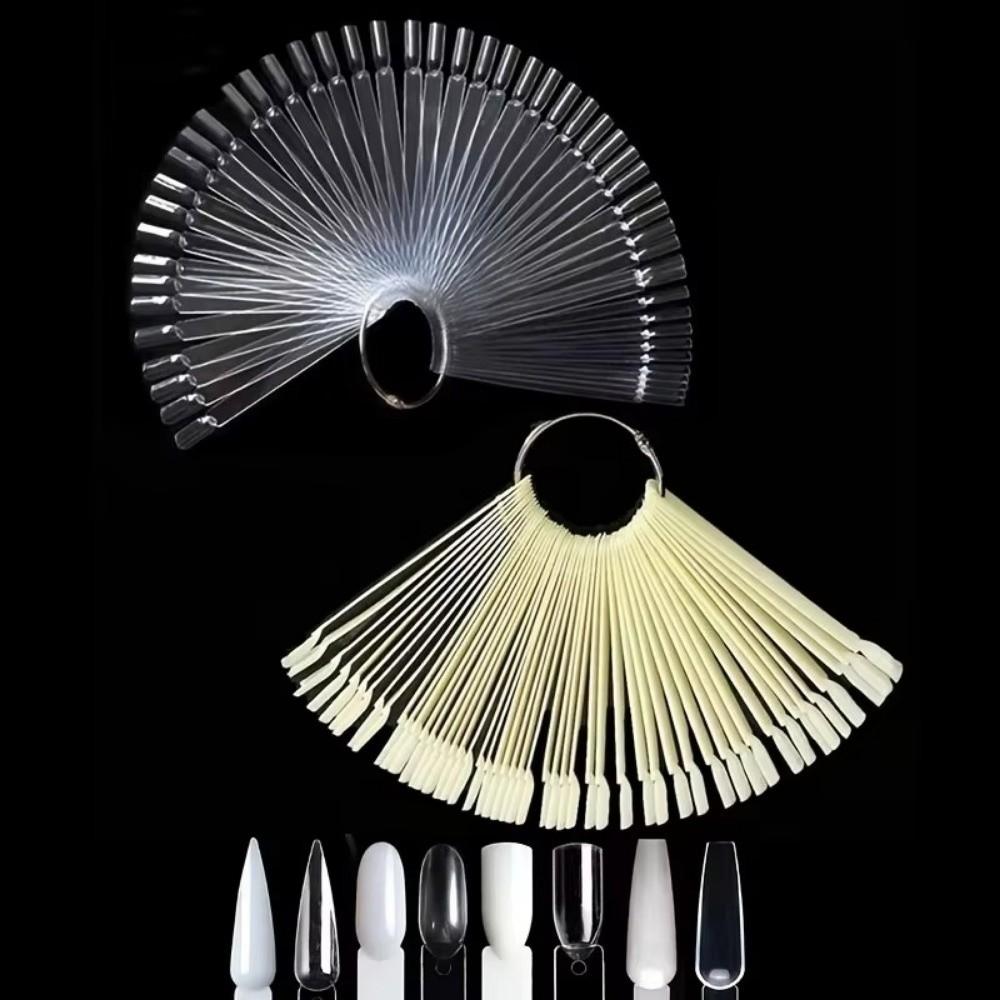 50pcs Fan-Shaped Nail Practice Display Tips Clear Nail Display Sticks Display Board
