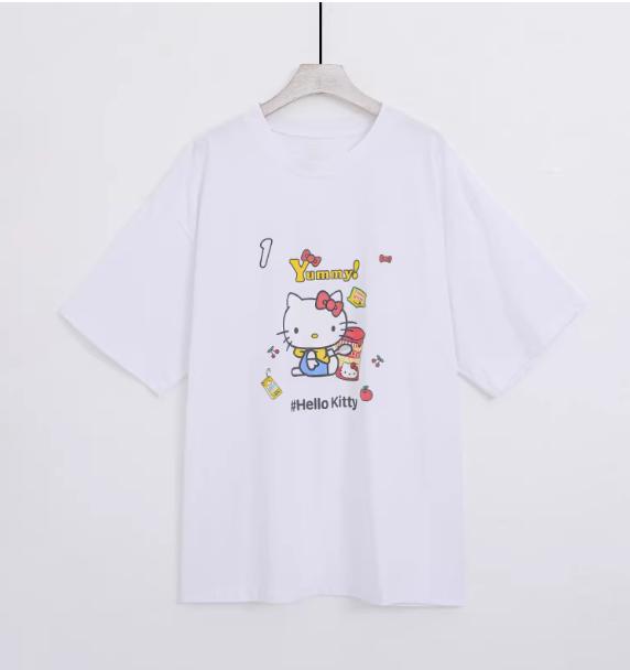 

Лето 2026 Sanrio Комикс Форма Hello Kitty Изображение 100% Хлопок Повседневная Футболка Девочки Родитель-Ребенок Топ Повседневная Одежда Y2k S