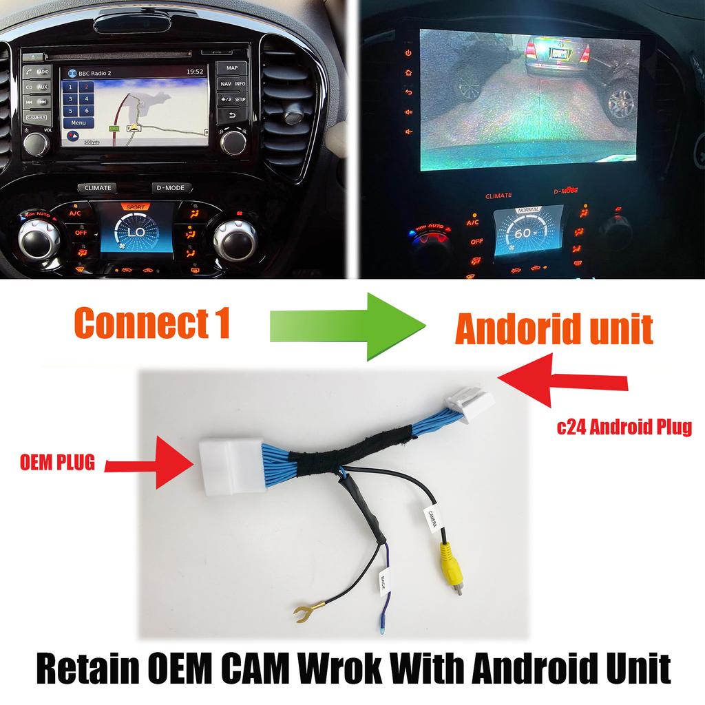 Camera Connection C24 Cable for Nissan Bosch Radio Origina Rogue Micra Juke X-Trail Work with Connect OEM Multimedia System