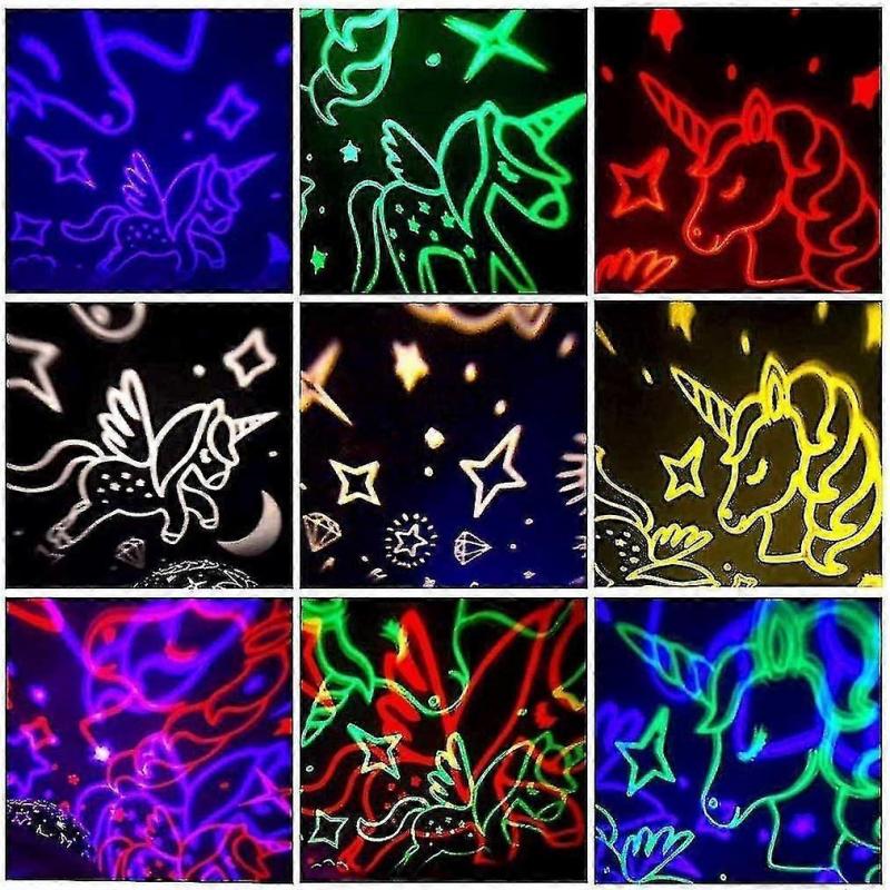 Unicorn Gifts For Girls Age 2-8, Unicorn Toys For 4-9 Year Old Girls, 2 In 1 Star Projector Rotating Night Light Girls Toys For Kids Age 3-9, Xmas Sto