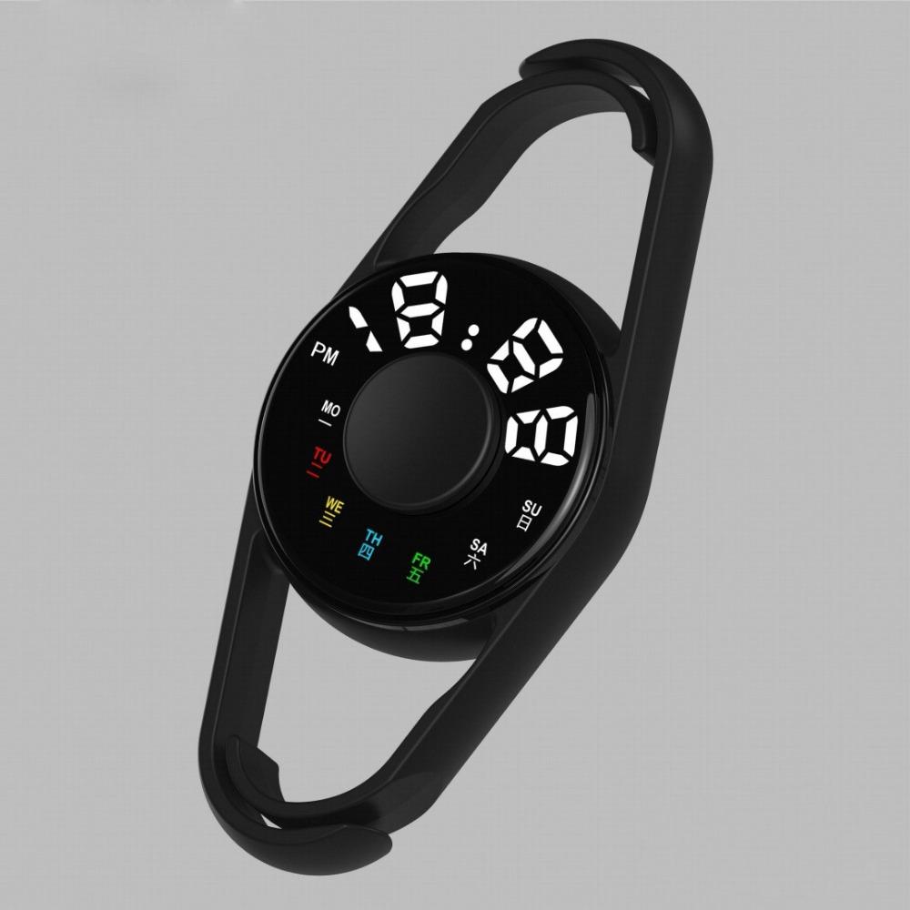 

Stress-relieving Spinning Top Keychain Glowing Pocket Watch New LED Electronic Hanging Watch чорний