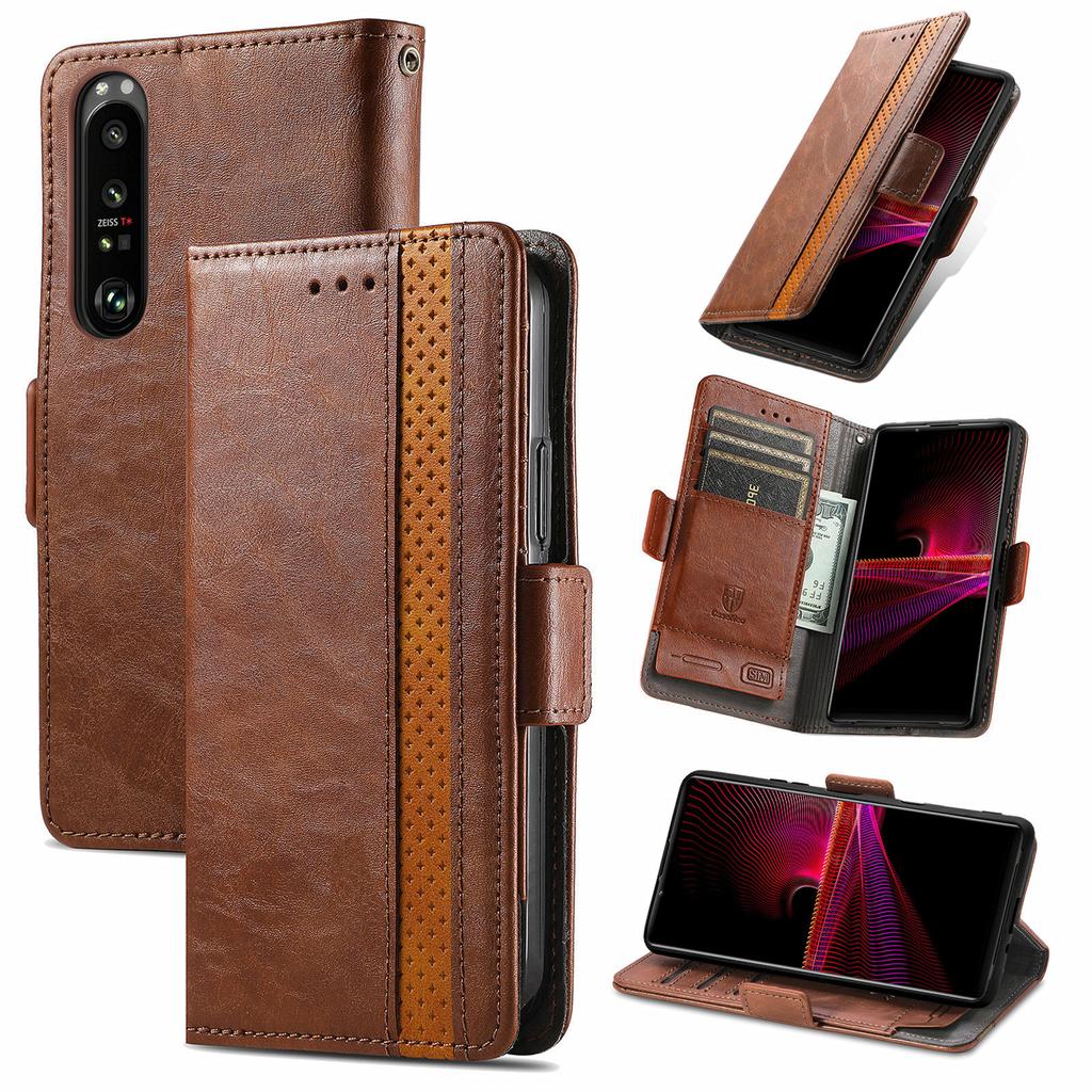 Multifunksjonelt magnetisk flipdeksel i skinn til Sony-serien.Xperia 1/Xperia 10/Xperia 5... Der mote møter funksjon