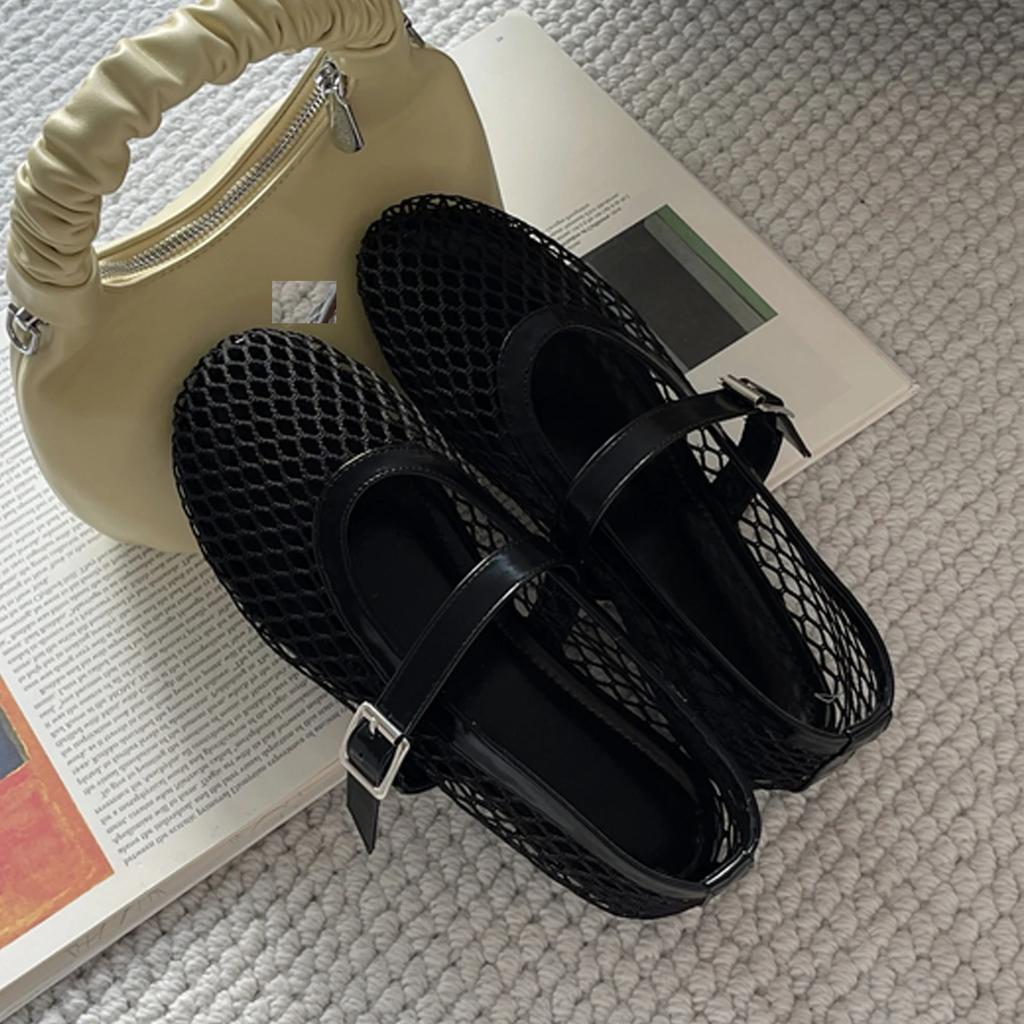 Fashion Eilyken Summer Designer Cosy Mesh  Heels Women Flat Shoes Fashion Round Toe Buckle Strap Casual Outdoor Dress Sandals