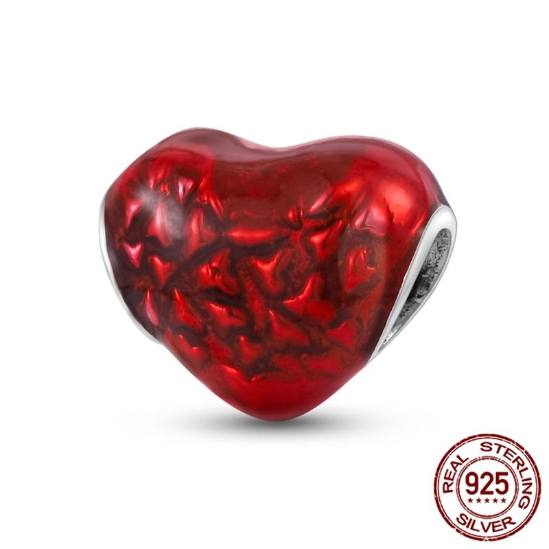 Copper ValentineS Day Couple Love Heart Rose Pendants Charm Bead Fits Genuine Bracelets DoItYourself Jewellery Gifts Women
