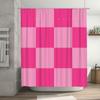 Modern Bathroom Decor: Beautiful Pink Checkered Shower Curtain Set for Bathtub Area Perfect Home Decoration Item (Set Includes 1