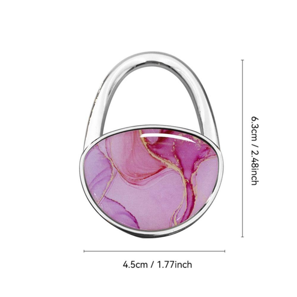 Fashion Marble Texture Handbag Hook Oval Foldable Purse Hanger Holder No Punch Portable Table Edge Hook Under Desk