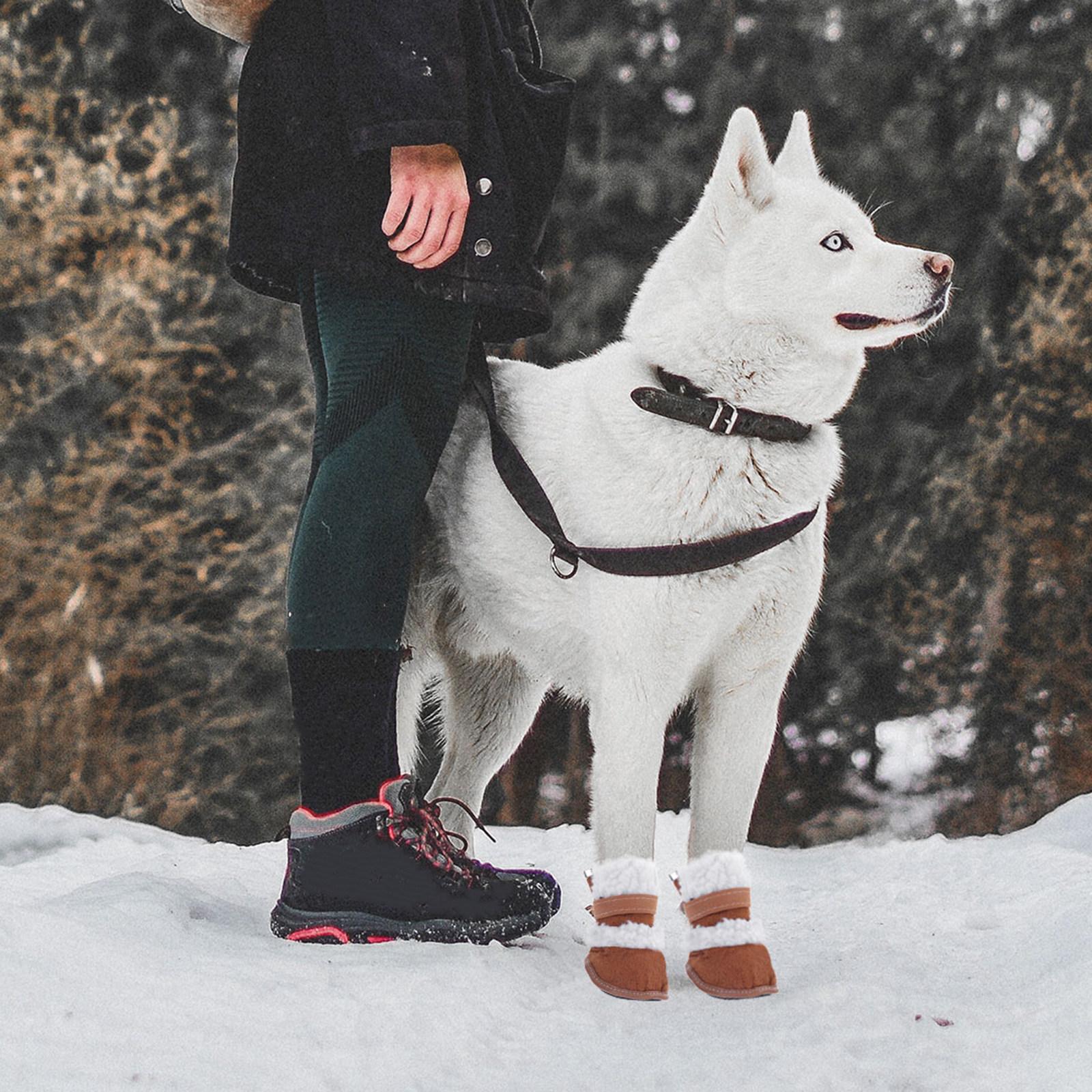 

2Pairs Dog Hiking Boots Winter Snow Boots for Puppies and Small to Medium Dogs Anti Slip Paw Protectors Outdoor Sports Running 4.8x3.6cm