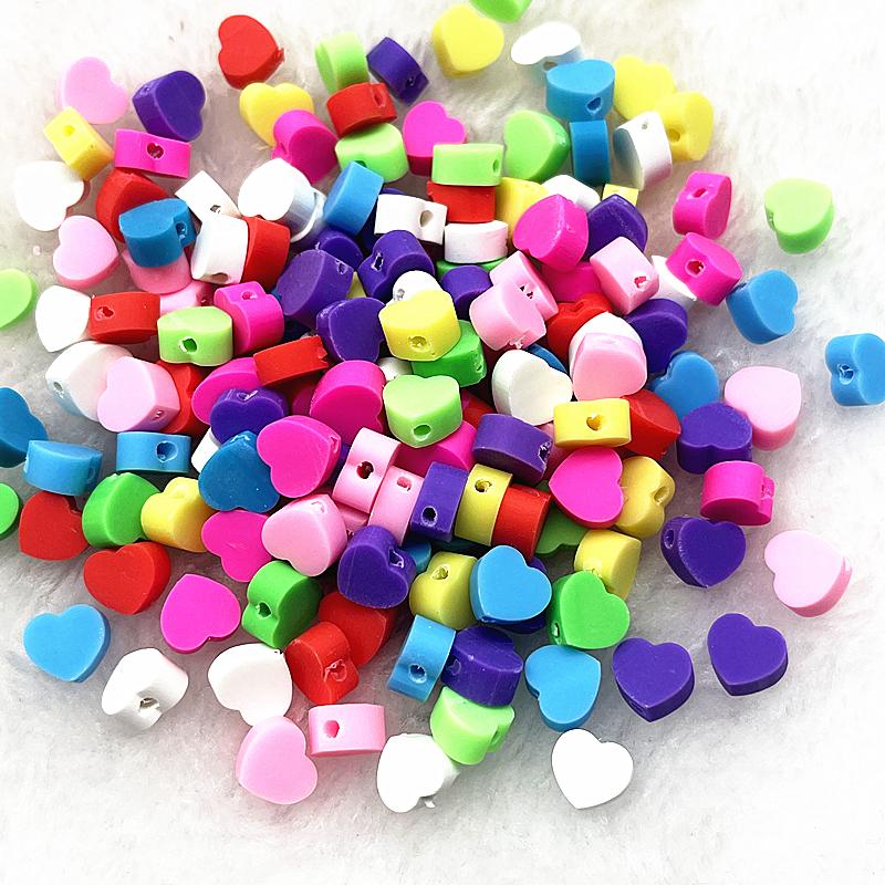 

30pcs 10mm Heart Shape Love Beads Polymer Clay Beads Spacer Loose Beads for Jewelry Making DIY Bracelet Earring 30pcs
