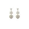 Fashion Flower Love Earrings for Women Korean Style Drop Zircon Stud Earrings Classic Cross Earring Elegant Jewelry Wedding Party Gifts Jewelry