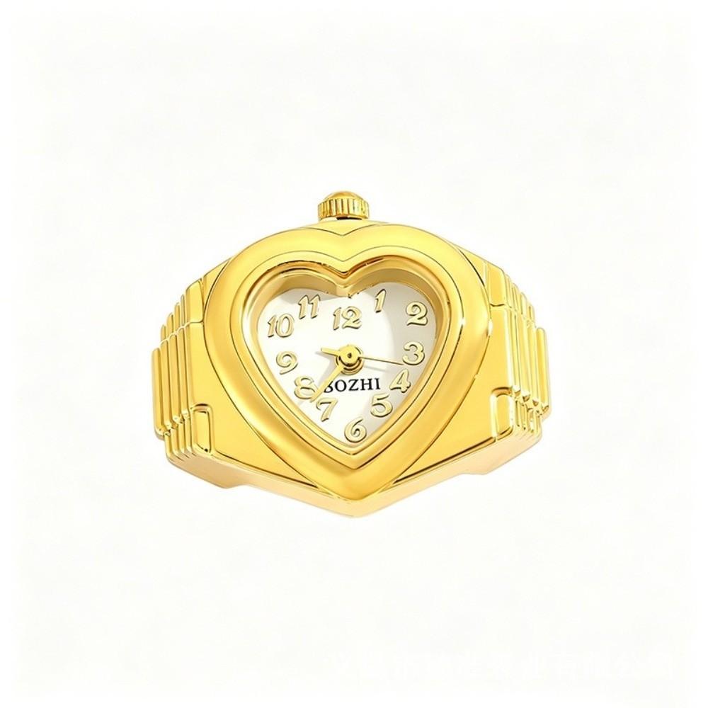 Stainless Steel Mini Finger Watch Heart Shaped Quartz Movement Watch  Fashion Accessories