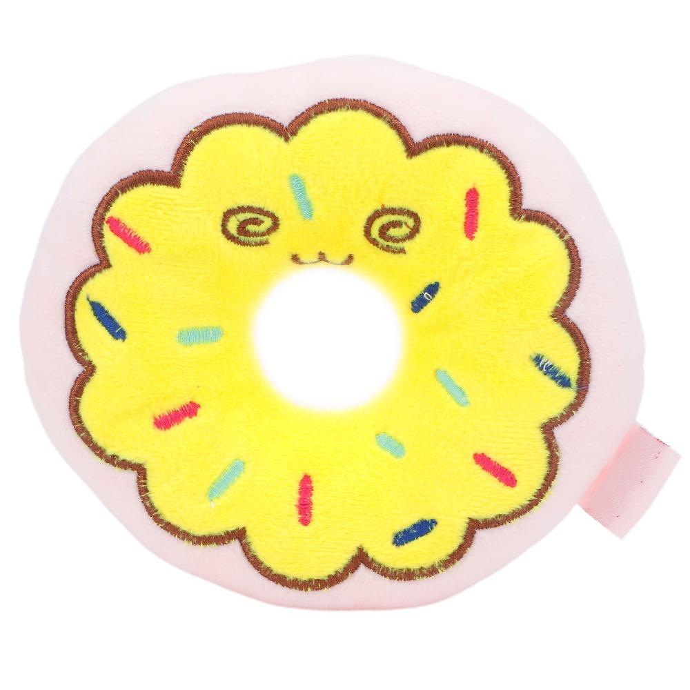Chew Tough Donut Dog Toy Filled Donut Shaped Pet Toy Squeaker Inside Soft Texture Interactive Dog Chew Toy Interactive Play