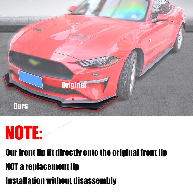 Front Spoiler Lower Lip Splitter For Ford Mustang 2018-2020 Black GT Style Front Blade Splitter Car Ornament Accessories