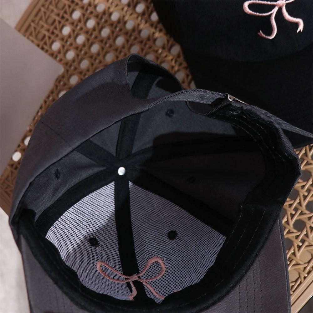 Korean Style Bowknot Baseball Cap Adjustable Women Peaked Cap Bow Embroidered Hat  for Female