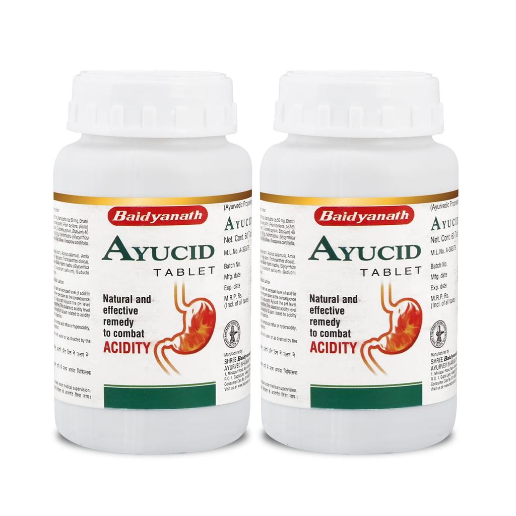 Baidyanath Ayurved Ayucid Tablets Pack of 2 for Acidity, Indigestion and Stomach Comfort, Herbal Ayurvedic Digestive Support