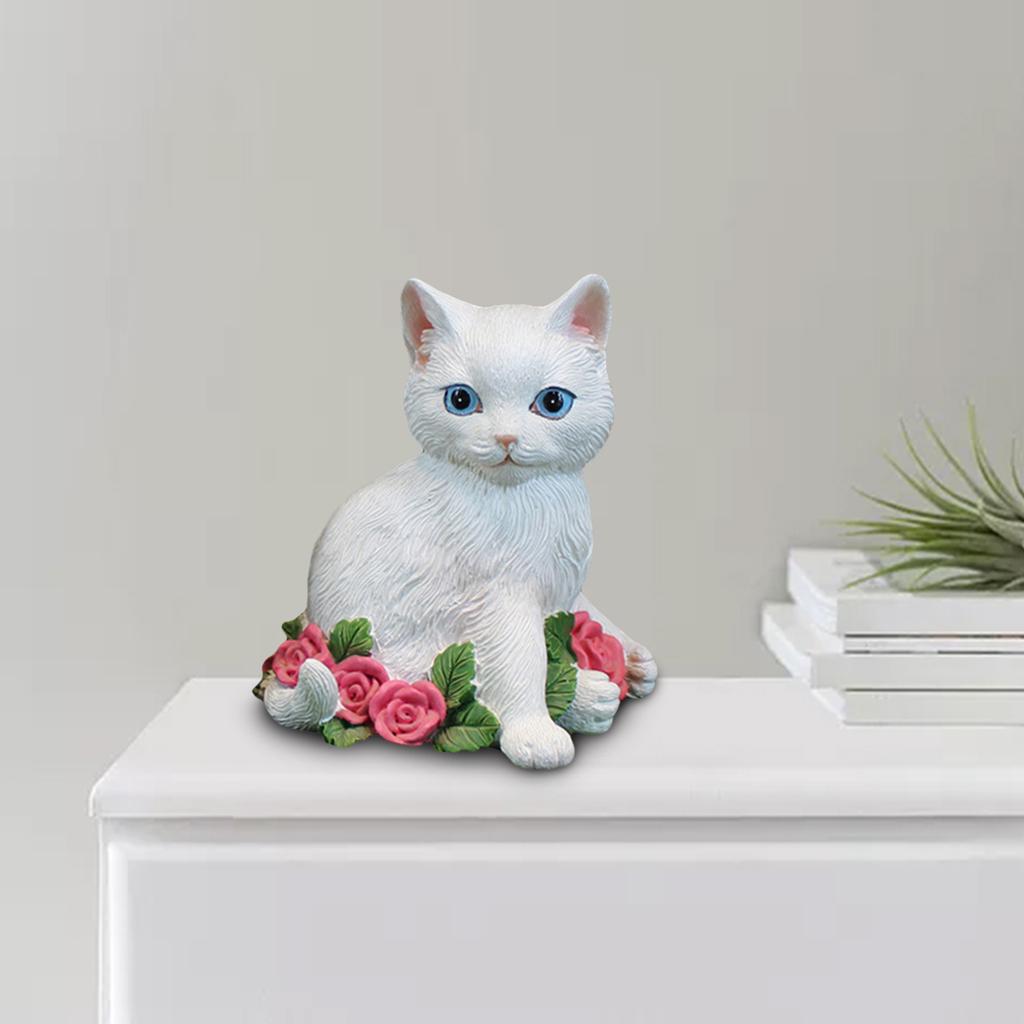 Mini Kätzchen Figur Skulptur Katze Paar Stil mit Rose Hof Haus Ornament Schlafzimmer Dekoration Geschenke für Familie Freunde