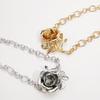 Tooxika Exaggerated Three-dimensional Metal Wind Collarbone Chain Sweet Cool Rose Flower Pendant Necklace Women