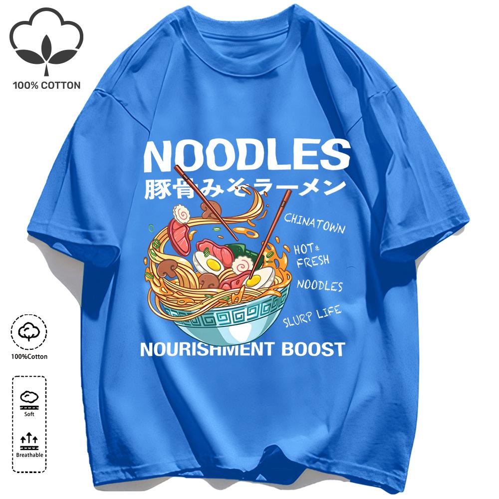 Delicious Pork Bone Lamian Noodles Unisex Retro T-Shirts Casual Cotton Tee O-Neck Fashion T-Shirt Loose Unisex Summer Basics Top