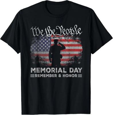 Memorial Day Remember Honor US American Flag Veterans Day T-Shirt