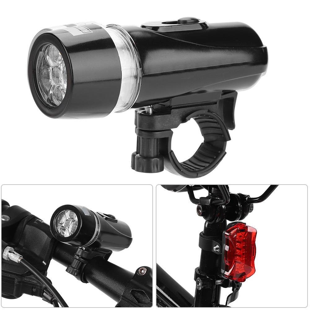 Waterproof 5 LEDs Bike   Front Headlight   Rear   Light Set Accessory(Black)