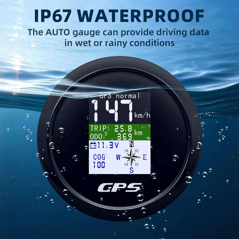ZMFJH Digital 0-600KMH,MPH,Knots 85mm GPS Speedometer Gauge TFT Screen COG TRIP Odometer Voltage Compass Waterproof for Boat Car