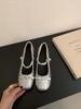 Inner height increase silver Mary Jane single shoes women's shoes bow with skirt shoes
