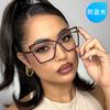 Cross X Anti-blue Flat Glasses Women Ins Large Frame Glasses Personality Cat Eye Internet Celebrity Metal Literary Glasses Frame