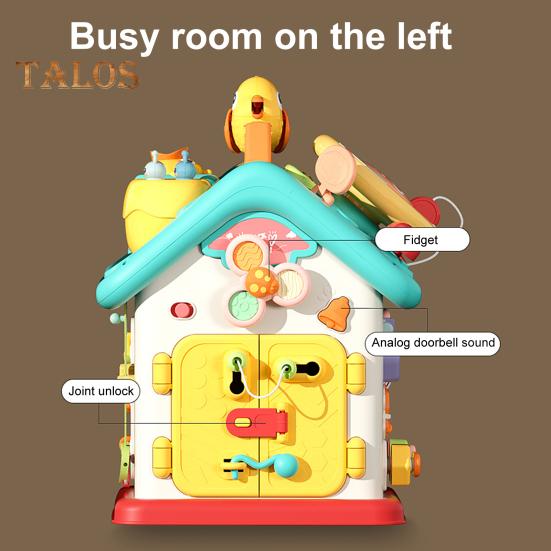 Sechsseitiges Beschäftigungshaus für Kleinkinder mit LED-Licht, Feinmotorik, multifunktionaler sensorischer Aktivitätswürfel für Kinder, pädagogisches Vorschullern-Beschäftigungshaus