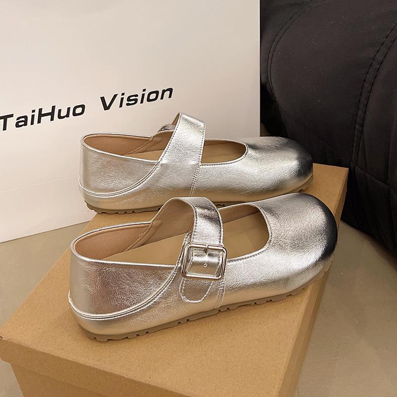Summer comfortable round head soft sole with skirt French Mary Jane shoes women's versatile 2025 new shallow mouth flat sole single shoe
