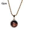 Diamond Round Photo Pendant DIY Creative Memory Photo Frame Medal Pendant Necklace