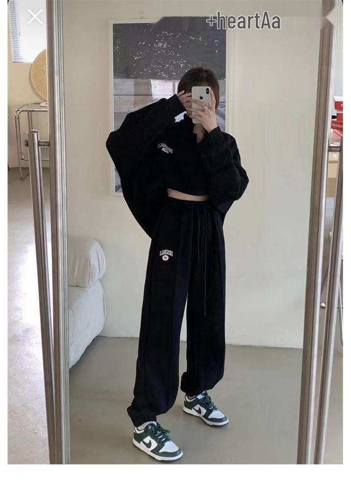 Conjunto de Sudadera Holgada y Pantalones de Chándal para Mujer Estilo Callejero Otoño/Invierno 2025